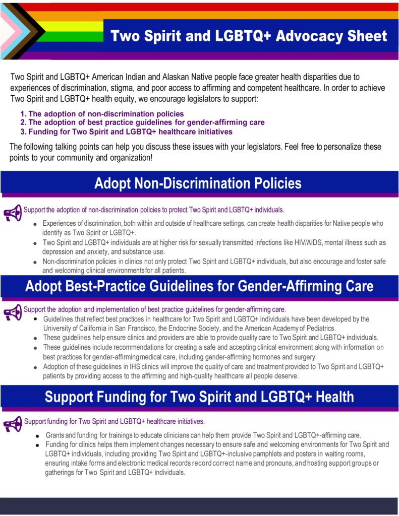 Two-Spirit and LGBTQ Advocacy Points