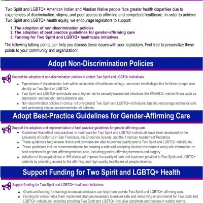 Two-Spirit and LGBTQ Advocacy Points